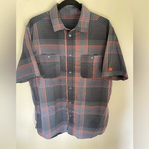 Helly Hansen HH Shirt Mens Large Black Orange Plaid Polyamide Classic Button-Up